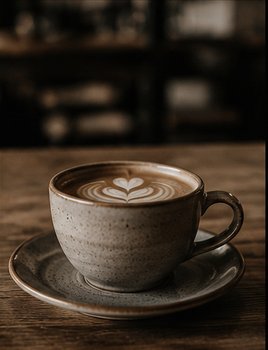 Selbstgemachte Keramiktasse auf einem Tisch